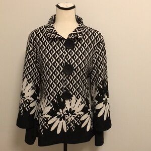 Joseph Ribkoff Black and White Floral Cardigan